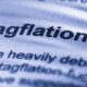 Closeup of the word stagflation in a book